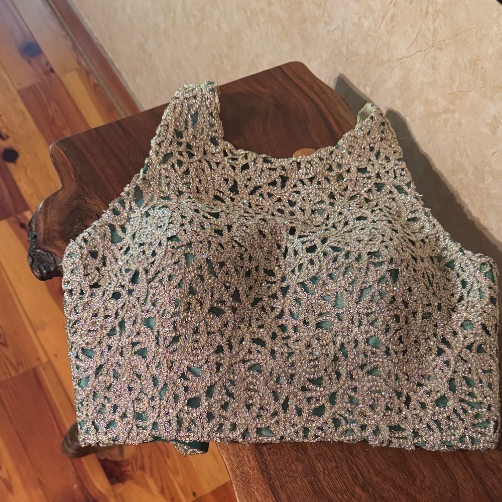 Ellie Wilde Glittering Silver Crochet Dress